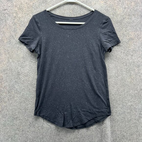 Lululemon Love Tee Womens 2 Black Speckled Pima Cotton Soft Short Sleeve - Picture 1 of 10